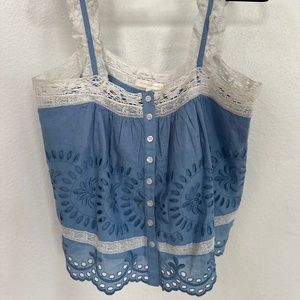LoveShackFancy Sully top Broderie cami Blouse Size L